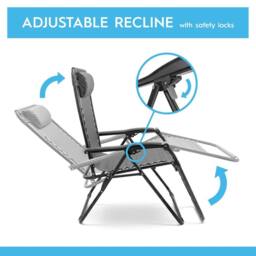 Harbour Housewares 2 Piece Zero Gravity Chair Set in Grey - thumbnail 4