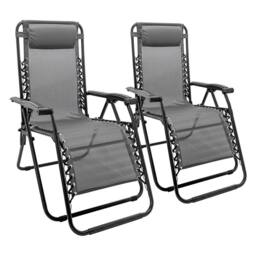 Harbour Housewares 2 Piece Zero Gravity Chair Set in Grey - thumbnail 1