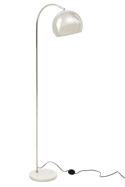 Orsina Chrome Arched Floor Lamp, White Marble Base Standing Light, Adjustable Dome Shade Floor Lamp For Living Room in Silver - image 1