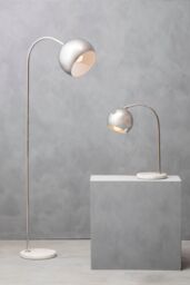 Orsina Chrome Arched Floor Lamp, White Marble Base Standing Light, Adjustable Dome Shade Floor Lamp For Living Room in Silver - thumbnail 5
