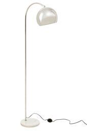 Orsina Chrome Arched Floor Lamp, White Marble Base Standing Light, Adjustable Dome Shade Floor Lamp For Living Room in Silver