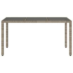 Berkfield Home Garden Table with Glass Top Grey 150x90x75 cm Poly Rattan - Size: 150 x 90 x 75 cm - thumbnail 4