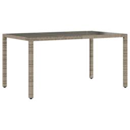 Berkfield Home Garden Table with Glass Top Grey 150x90x75 cm Poly Rattan - Size: 150 x 90 x 75 cm - thumbnail 6