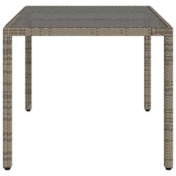 Berkfield Home Garden Table with Glass Top Grey 150x90x75 cm Poly Rattan - Size: 150 x 90 x 75 cm - thumbnail 5