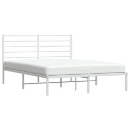 Berkfield Home Metal Bed Frame with Headboard White 120x200 cm - Size: Small Double - thumbnail 4