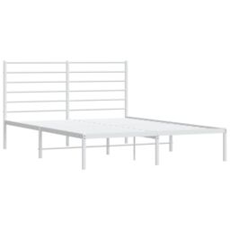 Berkfield Home Metal Bed Frame with Headboard White 120x200 cm - Size: Small Double - thumbnail 5