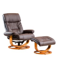 Artemis Home Barriston Swivel Recliner & Footstool in Brown - thumbnail 2
