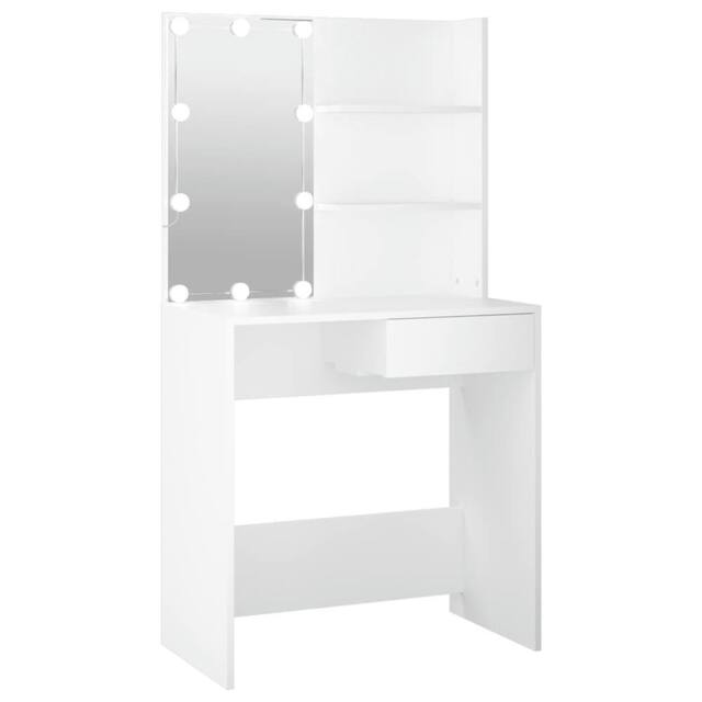 Berkfield Home Dressing Table with LED White 74.5x40x141 cm - image 1