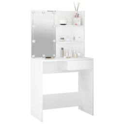 Berkfield Home Dressing Table with LED White 74.5x40x141 cm - thumbnail 3