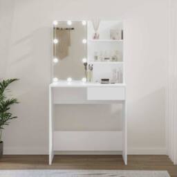 Berkfield Home Dressing Table with LED White 74.5x40x141 cm - thumbnail 2