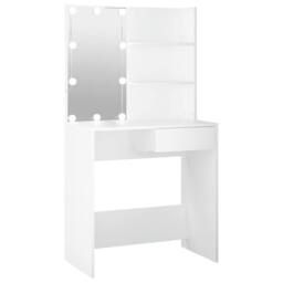 Berkfield Home Dressing Table with LED White 74.5x40x141 cm - thumbnail 1