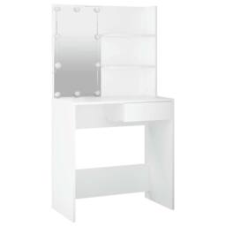 Berkfield Home Dressing Table with LED White 74.5x40x141 cm - thumbnail 6