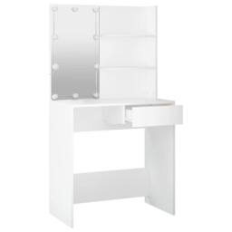 Berkfield Home Dressing Table with LED White 74.5x40x141 cm - thumbnail 7