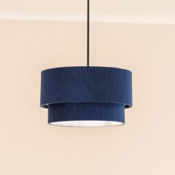 ValueLights Mason Ruched Crinkle Fabric 2 Tier Ceiling Floor Table Lamp Shade with LED Bulb in Blue - thumbnail 1