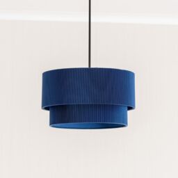 ValueLights Mason Ruched Crinkle Fabric 2 Tier Ceiling Floor Table Lamp Shade with LED Bulb in Blue - thumbnail 3