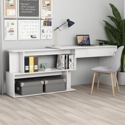 Berkfield Home Corner Desk High Gloss White 200x50x76 cm Engineered Wood - Size: 200 x 50 x 76 cm
