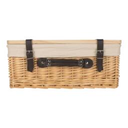 Red Hamper Buff White Lined Willow Empty Picnic Basket with Pinewood Lid - Size: Small - thumbnail 2