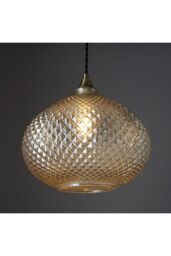 Netlighting Livia Single Pendant Light Champagne Glass Antique Brass Plate in Gold - thumbnail 4