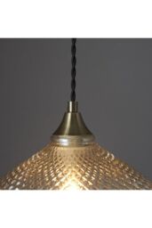 Netlighting Livia Single Pendant Light Champagne Glass Antique Brass Plate in Gold - thumbnail 6