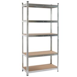 House of Home Boltless 5 Tier Shelving Racking Heavy Duty Steel Shelf Unit Shed Garage Home in Silver