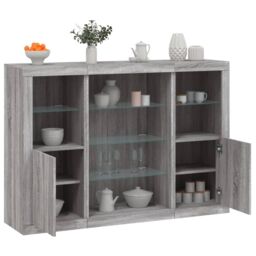 Berkfield Home Sideboards with LED Lights 3 pcs Grey Sonoma Engineered Wood - thumbnail 1