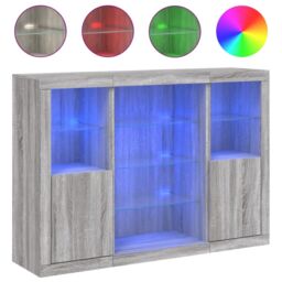 Berkfield Home Sideboards with LED Lights 3 pcs Grey Sonoma Engineered Wood - thumbnail 2