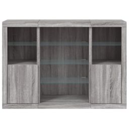 Berkfield Home Sideboards with LED Lights 3 pcs Grey Sonoma Engineered Wood - thumbnail 6