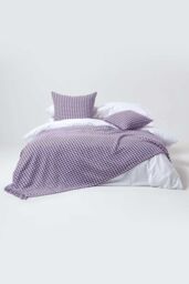 Homescapes Houndstooth 100% Cotton Cushion Cover in Purple - Size: 60 cm x 60 cm - thumbnail 4
