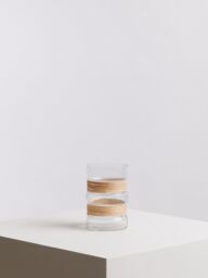 Orsina Medium Glass Vase, Coastal & Textured Tall Glass Vase, Clear Glass & Natural Cane Rustic Vase, Clear Vase - thumbnail 3