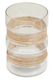 Orsina Medium Glass Vase, Coastal & Textured Tall Glass Vase, Clear Glass & Natural Cane Rustic Vase, Clear Vase - thumbnail 2