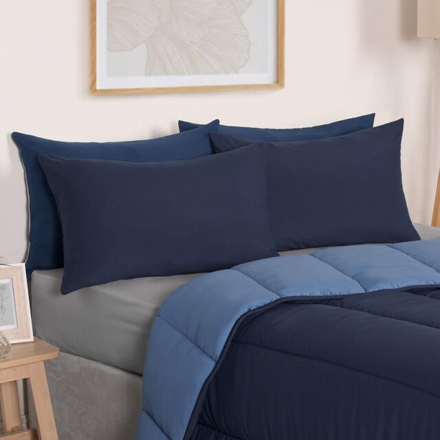 OHS Soft Coverless 10.5 TOG Duvet Set Pillowcase Quilted Cover in Blue - Size: Single - image 1