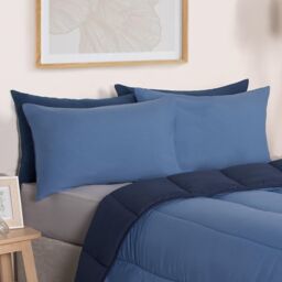 OHS Soft Coverless 10.5 TOG Duvet Set Pillowcase Quilted Cover in Blue - Size: Single - thumbnail 4