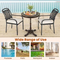 Gymax 60CM Round Patio Dining Table Cast Aluminum Dining Table-Bronze in Bronze - thumbnail 9