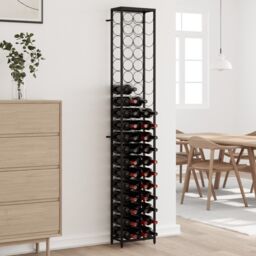 Berkfield Home Wine Rack for 57 Bottles Black 34x18x200 cm Wrought Iron - Size: 34 x 18 x 200 cm