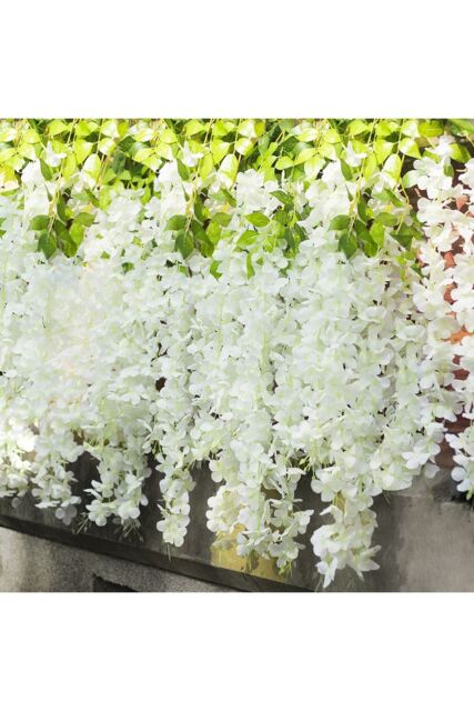 Living and Home 12 Pcs Hanging Artificial Wisteria Vine for Wedding Decoration in White - image 1
