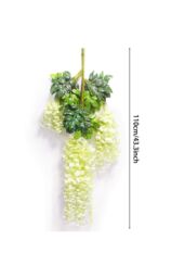 Living and Home 12 Pcs Hanging Artificial Wisteria Vine for Wedding Decoration in White - thumbnail 2