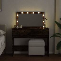 Berkfield Home Beautiful Dressing Table with LED Smoked Oak 100x40x120 cm in Brown - Size: 100 x 40 x 120 cm - thumbnail 1