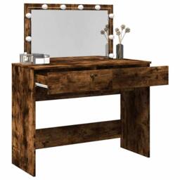Berkfield Home Beautiful Dressing Table with LED Smoked Oak 100x40x120 cm in Brown - Size: 100 x 40 x 120 cm - thumbnail 4