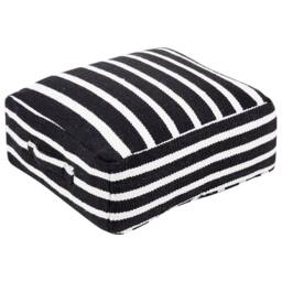 Wyld and Coco Boho Cotton Floor Cushion 50x50x20 cm Black-and-White Striped Pouffe in Black - Size: 50 x 50 x 20 cm - thumbnail 5