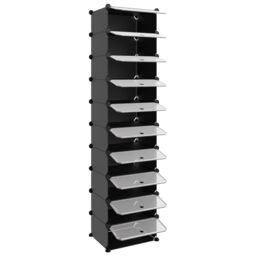 Berkfield Home Shoe Rack Black 44x32x174 cm PP - Size: 44 x 32 x 174 cm - thumbnail 6