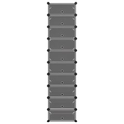 Berkfield Home Shoe Rack Black 44x32x174 cm PP - Size: 44 x 32 x 174 cm - thumbnail 3