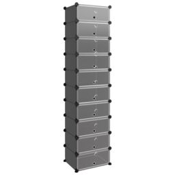 Berkfield Home Shoe Rack Black 44x32x174 cm PP - Size: 44 x 32 x 174 cm - thumbnail 2