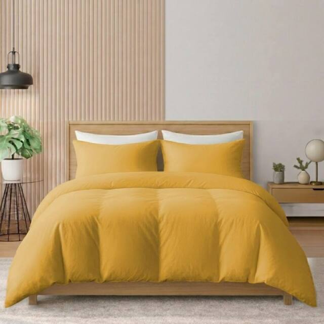 Pamposh 400TC Cotton Sateen Duvet Cover Sets - Smooth & Soft Feel in Mustard - Size: Double - image 1