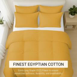 Pamposh 400TC Cotton Sateen Duvet Cover Sets - Smooth & Soft Feel in Mustard - Size: Double - thumbnail 3