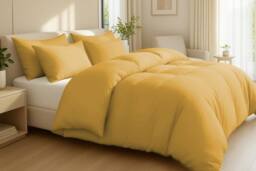 Pamposh 400TC Cotton Sateen Duvet Cover Sets - Smooth & Soft Feel in Mustard - Size: Double - thumbnail 2