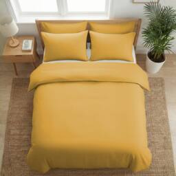 Pamposh 400TC Cotton Sateen Duvet Cover Sets - Smooth & Soft Feel in Mustard - Size: Double - thumbnail 4