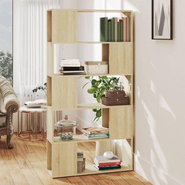 Berkfield Home Book Cabinet Room Divider Sonoma Oak 80x24x155 cm Engineered Wood in Brown - Size: 80 x 24 x 155 cm - image 1