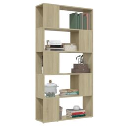 Berkfield Home Book Cabinet Room Divider Sonoma Oak 80x24x155 cm Engineered Wood in Brown - Size: 80 x 24 x 155 cm - thumbnail 5