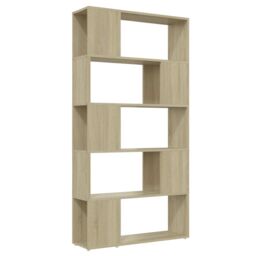 Berkfield Home Book Cabinet Room Divider Sonoma Oak 80x24x155 cm Engineered Wood in Brown - Size: 80 x 24 x 155 cm - thumbnail 2