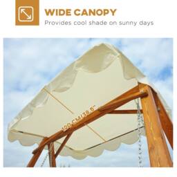 OUTSUNNY 2 Seater Wooden Garden Swing Chair Seat Hammock Bench Lounger in Natural - thumbnail 4